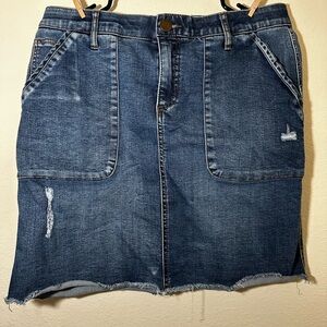 Wit & Wisdom Distressed Blue Denim Mini Skirt